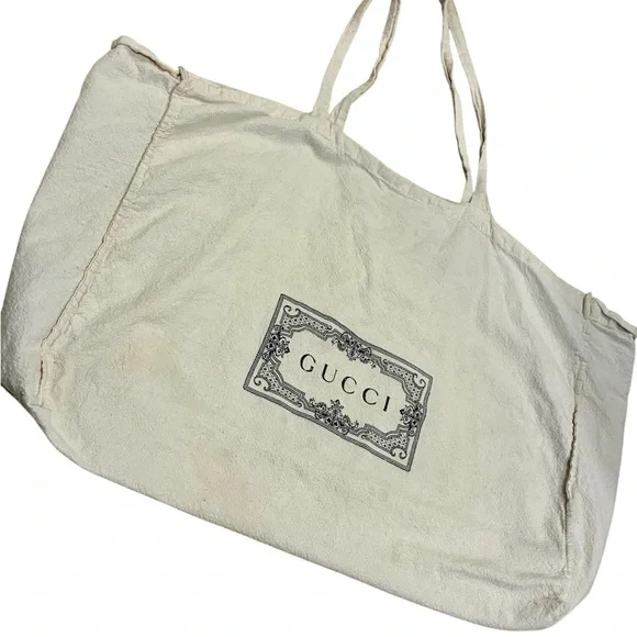 2021 Gucci Beige Canvas Muslin Reusable Shopping Tote Bag - Picture 6 of 6